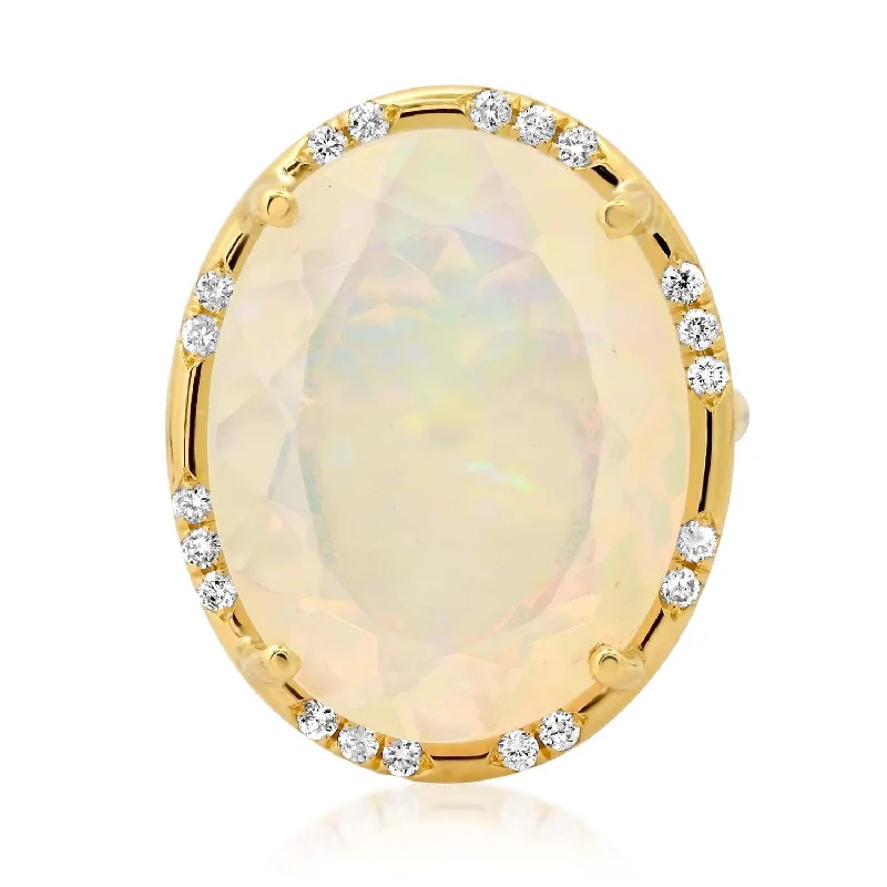 Rings Deal Guide-One of a Kind Australian Opal & Diamond Cubby Oval Statement Ring