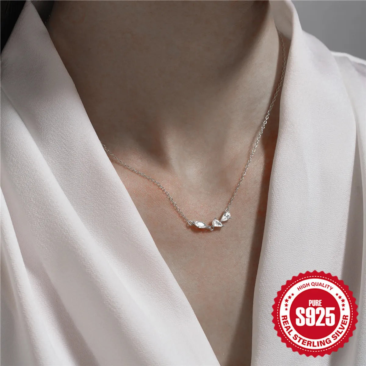 Necklaces For Epic Looks-Sterling Silver Simple Style Geometric Plating Inlay Zircon Necklace