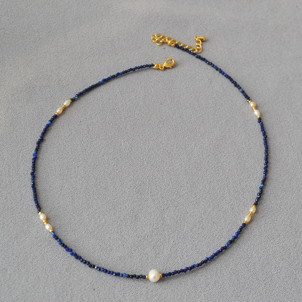 Necklaces For Quick Use-Classic Style Geometric Freshwater Pearl Lapis Lazuli Brass Wholesale Necklace