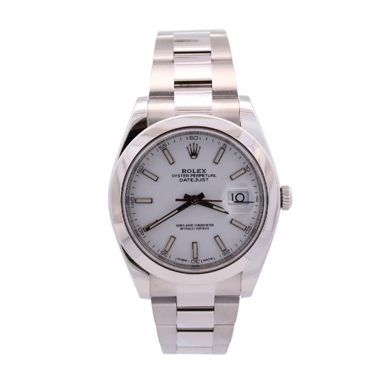 Watches For Narrow Arms-Rolex Datejust 41mm White Dial Watch Ref# 126300