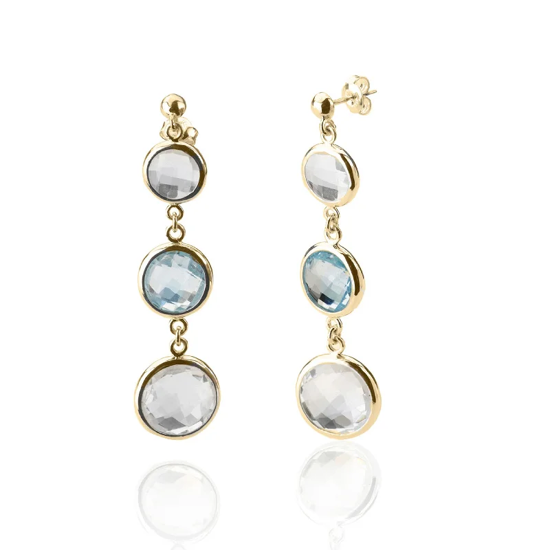 Wide Earrings For Flair-Gold-Plated Sterling Silver Earrings with Cubic Zirconia Accents