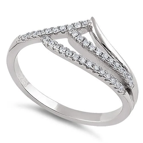 Best Rings For Simple Looks-Sterling Silver Ocean Wave Clear CZ Ring