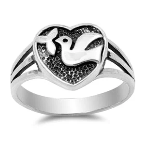 Rings Durability Rating-Sterling Silver Dove Heart Ring