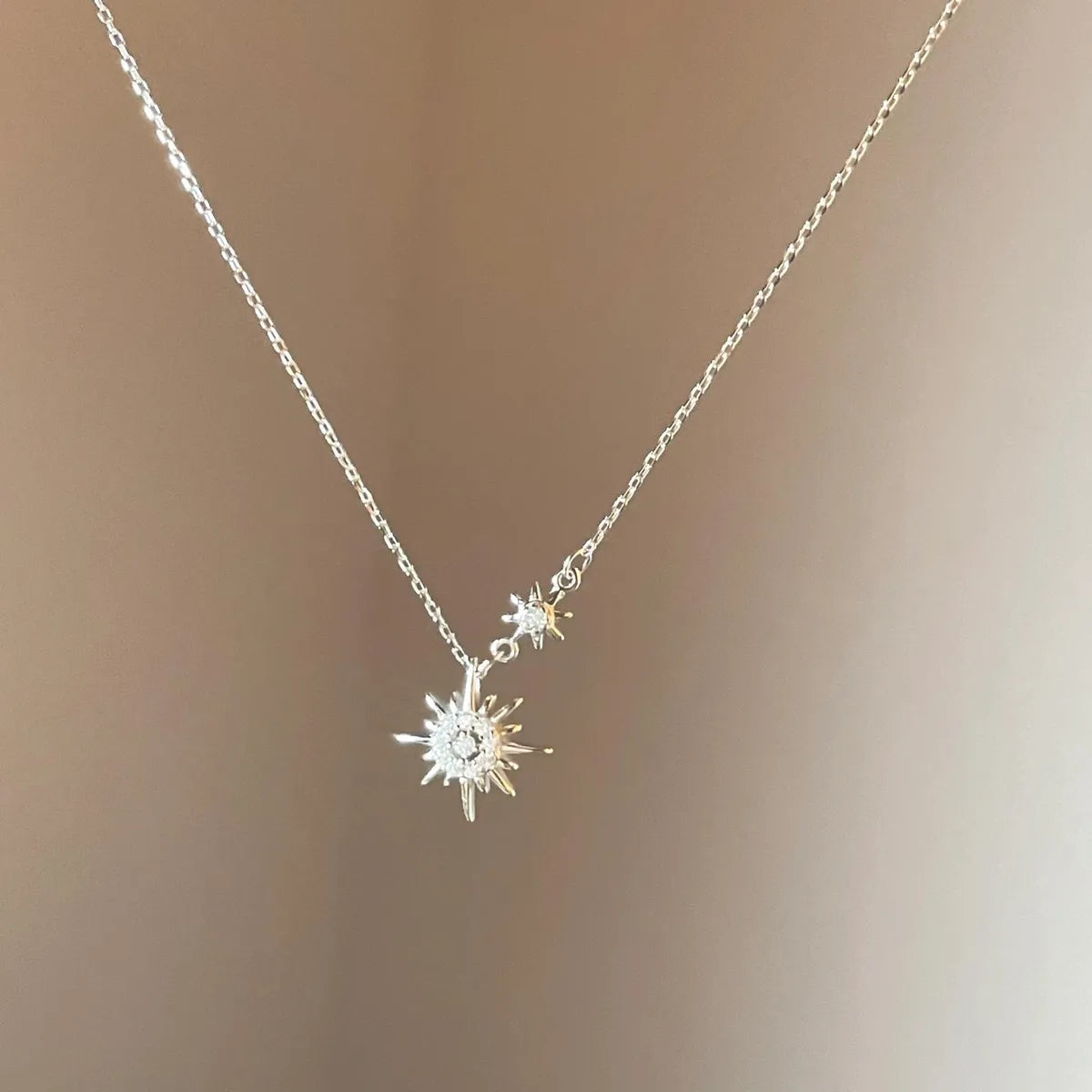 Necklaces For Work Style-Simple Style Star Sterling Silver Zircon Pendant Necklace In Bulk