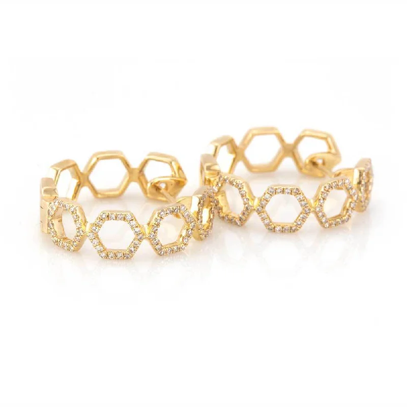 Earrings For Casual Jeans-Honeycomb Hoops