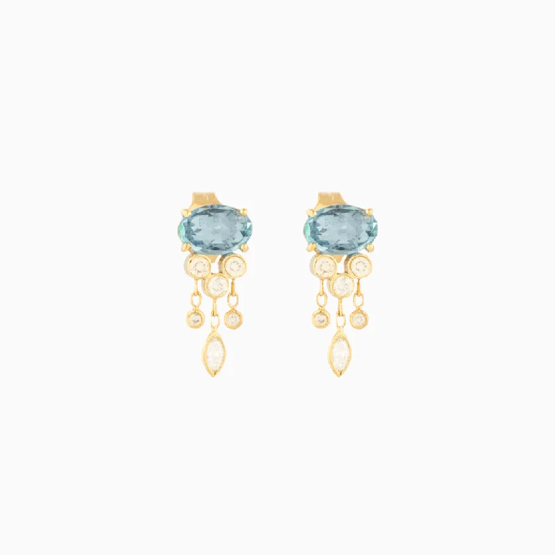 Earrings Hold Test-Jellyfish Aquamarine & Diamonds Earring