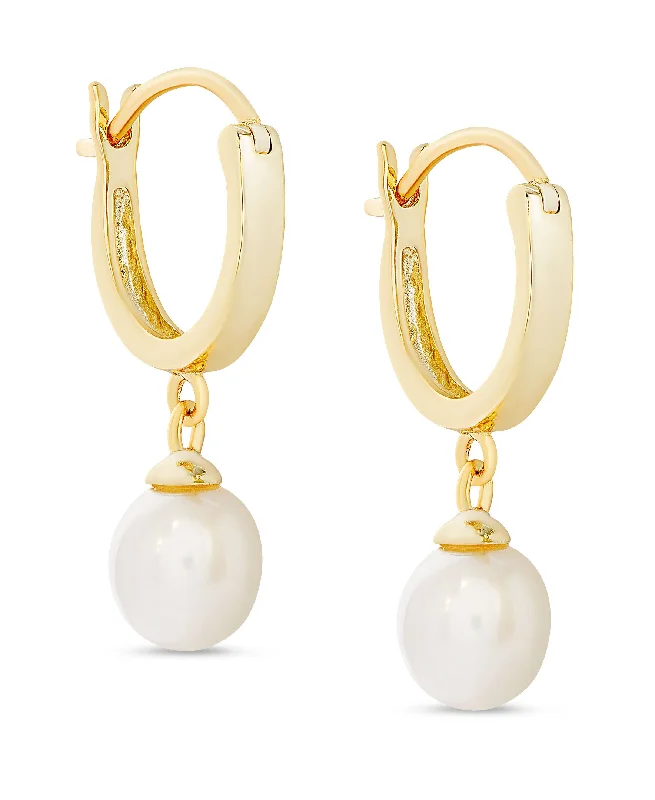 Best Cheap Earrings-Freshwater Pearl Dangle Hoop Earrings