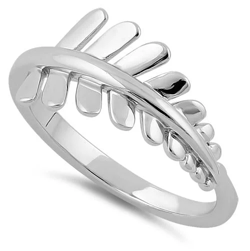 Rings For Bold Necklaces-Sterling Silver Pinnate Fern Leaf