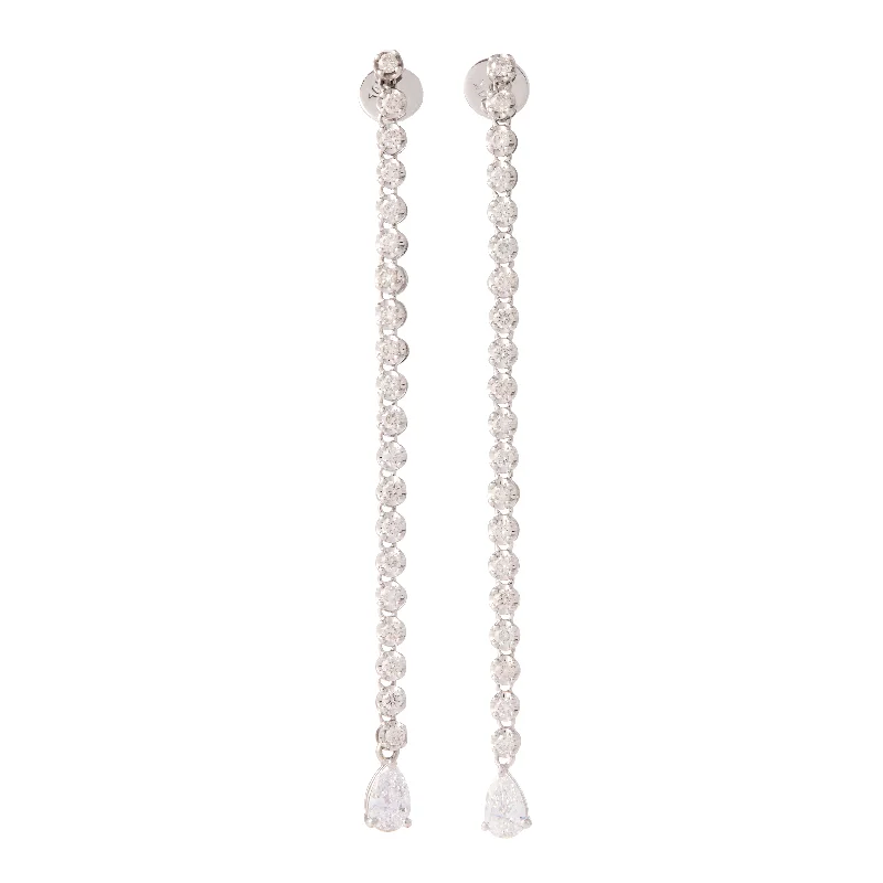 Earrings For Subtle Charm-Tennis Dangles with Pear Shaped Diamond