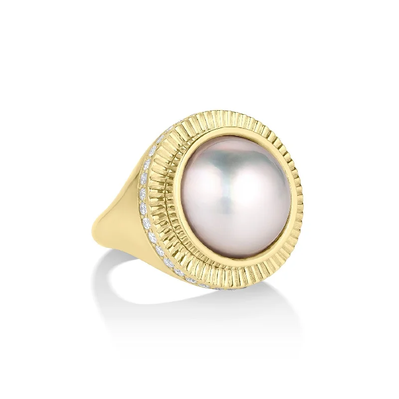 Rings For DIY Gifts-Sunbeam Pearl Signet Ring