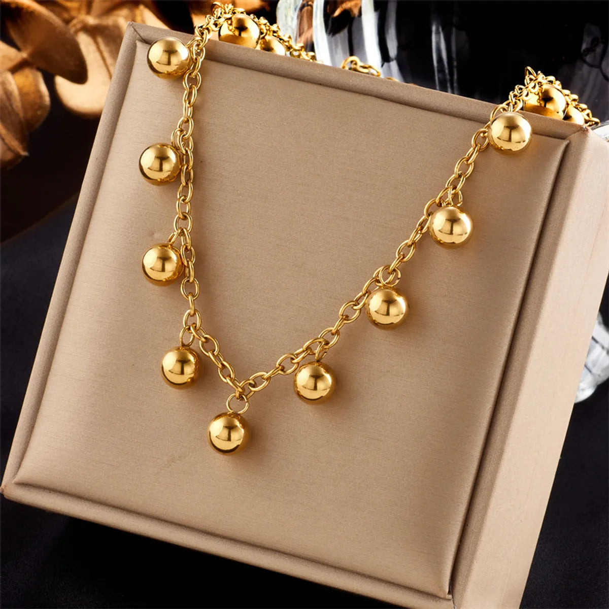 Necklaces For Party Vibes-Casual Simple Style Ball Titanium Steel Plating 18k Gold Plated Necklace