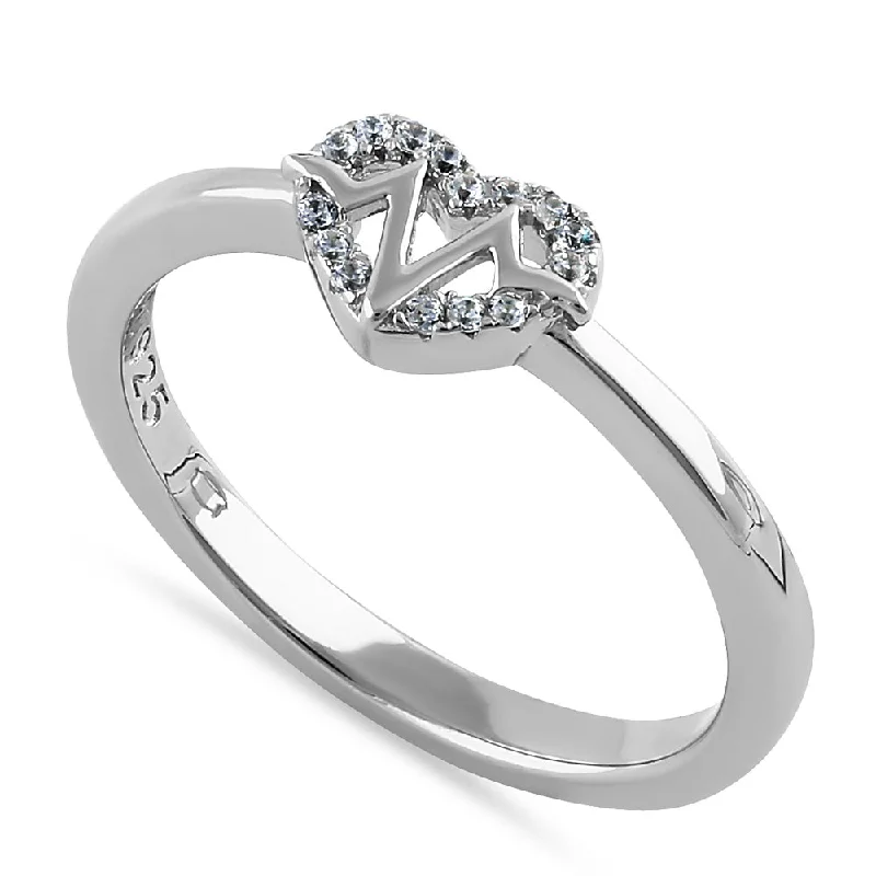 Rings With Wild Designs-Sterling Silver Inner Heartbeat Round Cut Clear CZ Ring