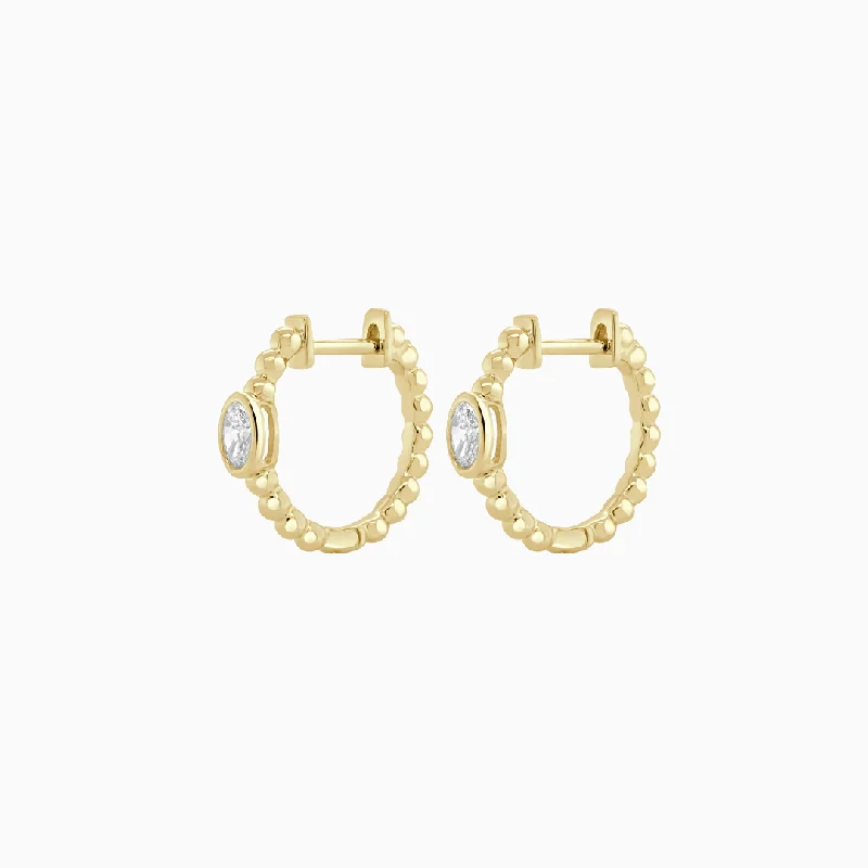 Earrings For Snow Days-Oval Diamond Beaded Hoops