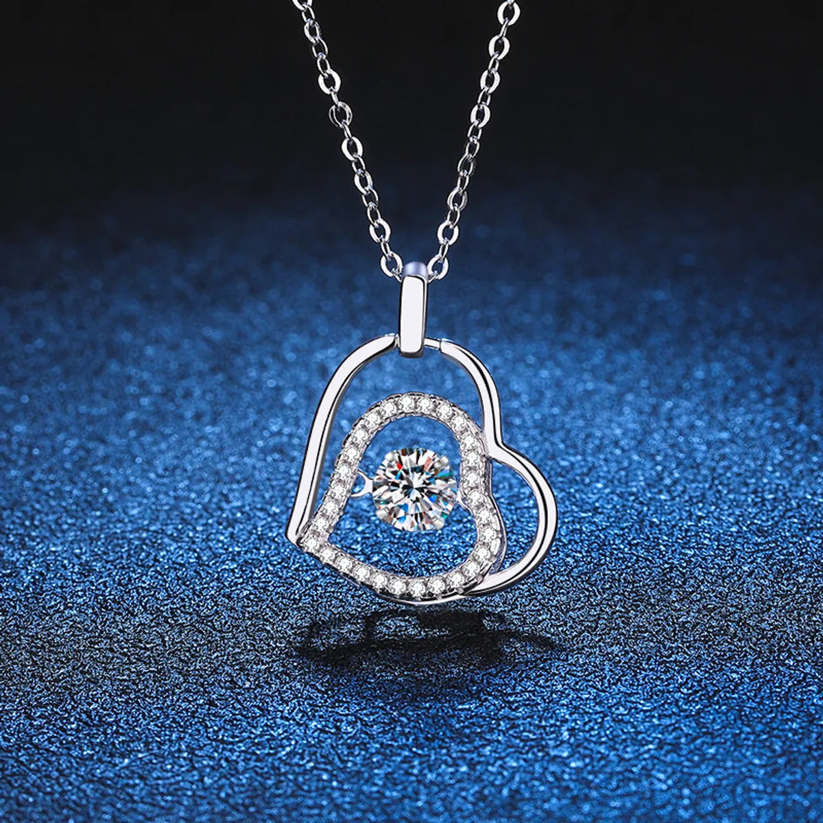 Necklaces Cleaning Tips-Elegant Luxurious Heart Shape Sterling Silver Plating Inlay Zircon White Gold Plated Pendant Necklace