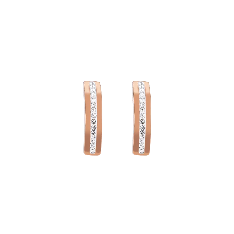 Earrings Styling Ideas-Earrings stainless steel rose gold & crystals pavé strip crystal