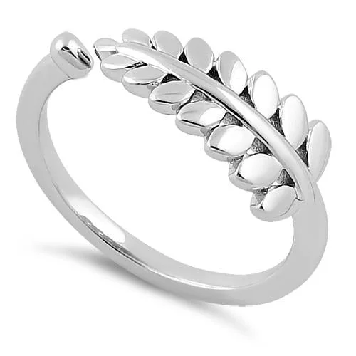 Rings For Slim Sets-Sterling Silver Tripinnate Fern Leaf Ring