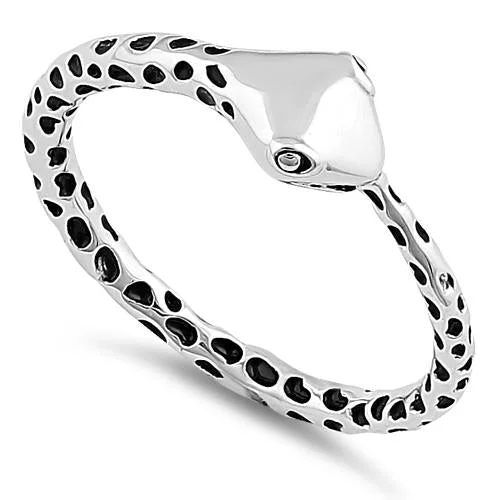 Rings For High Knuckles-Sterling Silver Full Circle Snake Ring