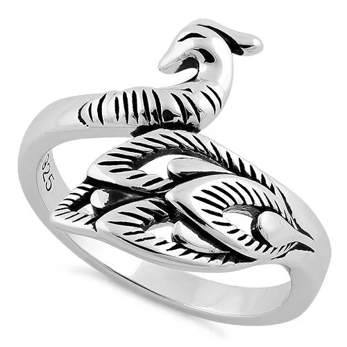 Rings Material Choices-Sterling Silver Peacock Ring