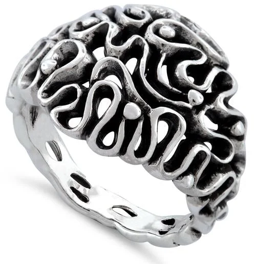 Rings Glow Rating-Sterling Silver Elegant Swirl Ring