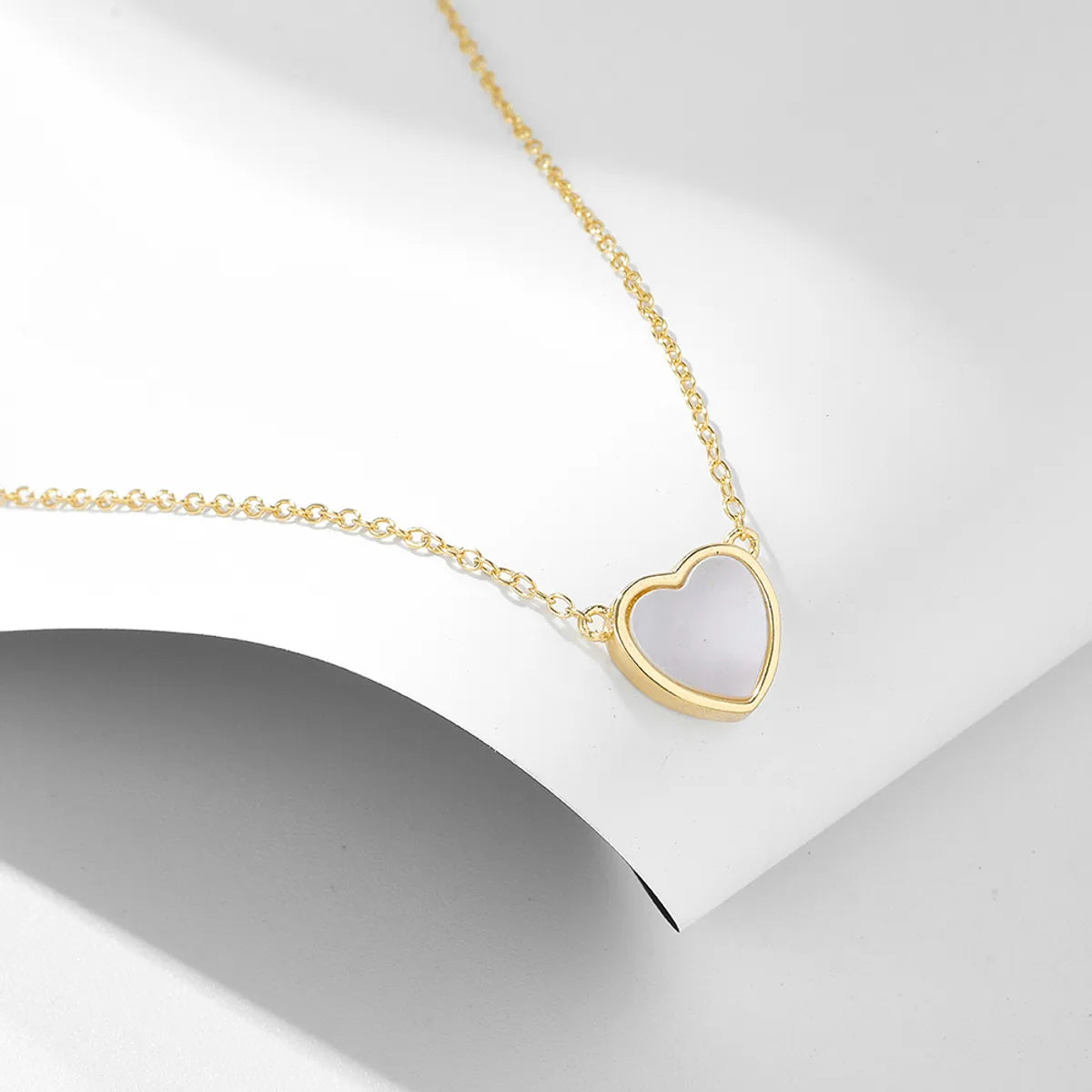 Best Necklaces For Glam Nights-Ig Style Heart Shape Sterling Silver Plating Inlay Shell 14k Gold Plated Rhodium Plated Pendant Necklace