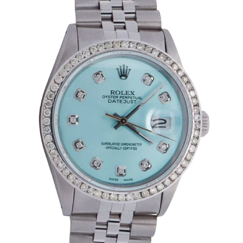 Watches For Soft Style-Rolex Datejust 36mm Tiffany Blue Dial Watch Ref# 16234