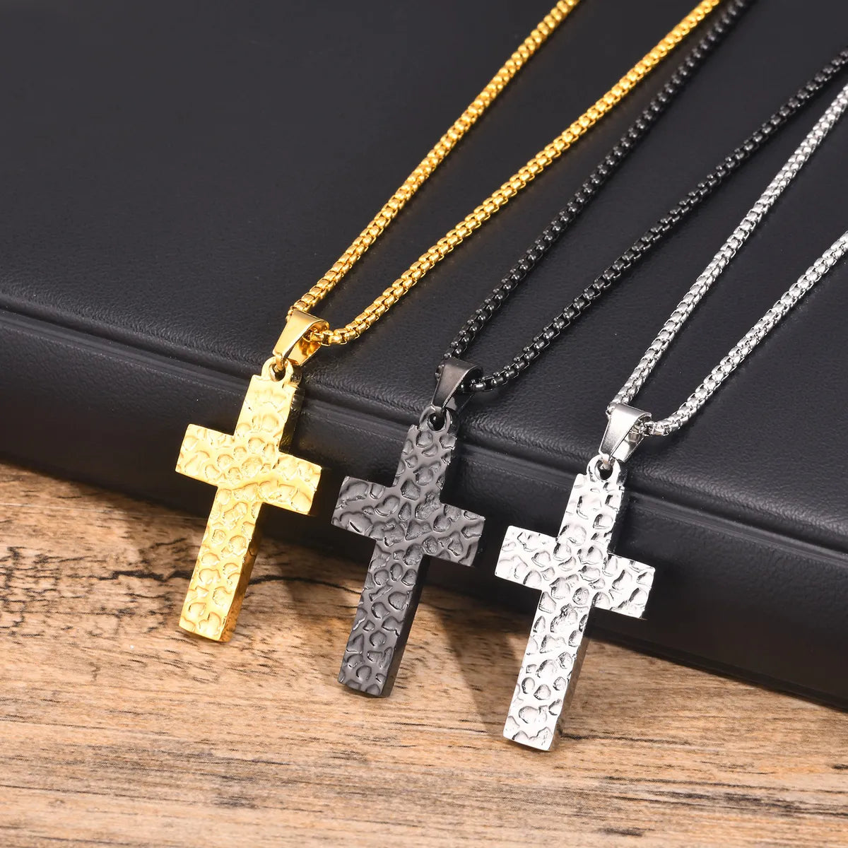 Necklaces Sound Guide-Simple Style Commute Cross 304 Stainless Steel 18K Gold Plated Men'S Pendant Necklace