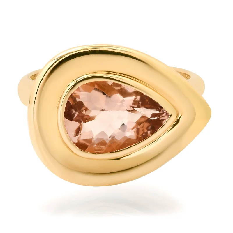 Rings For Hot Days-Bezel Set Chic & Sleek Morganite Statement Ring