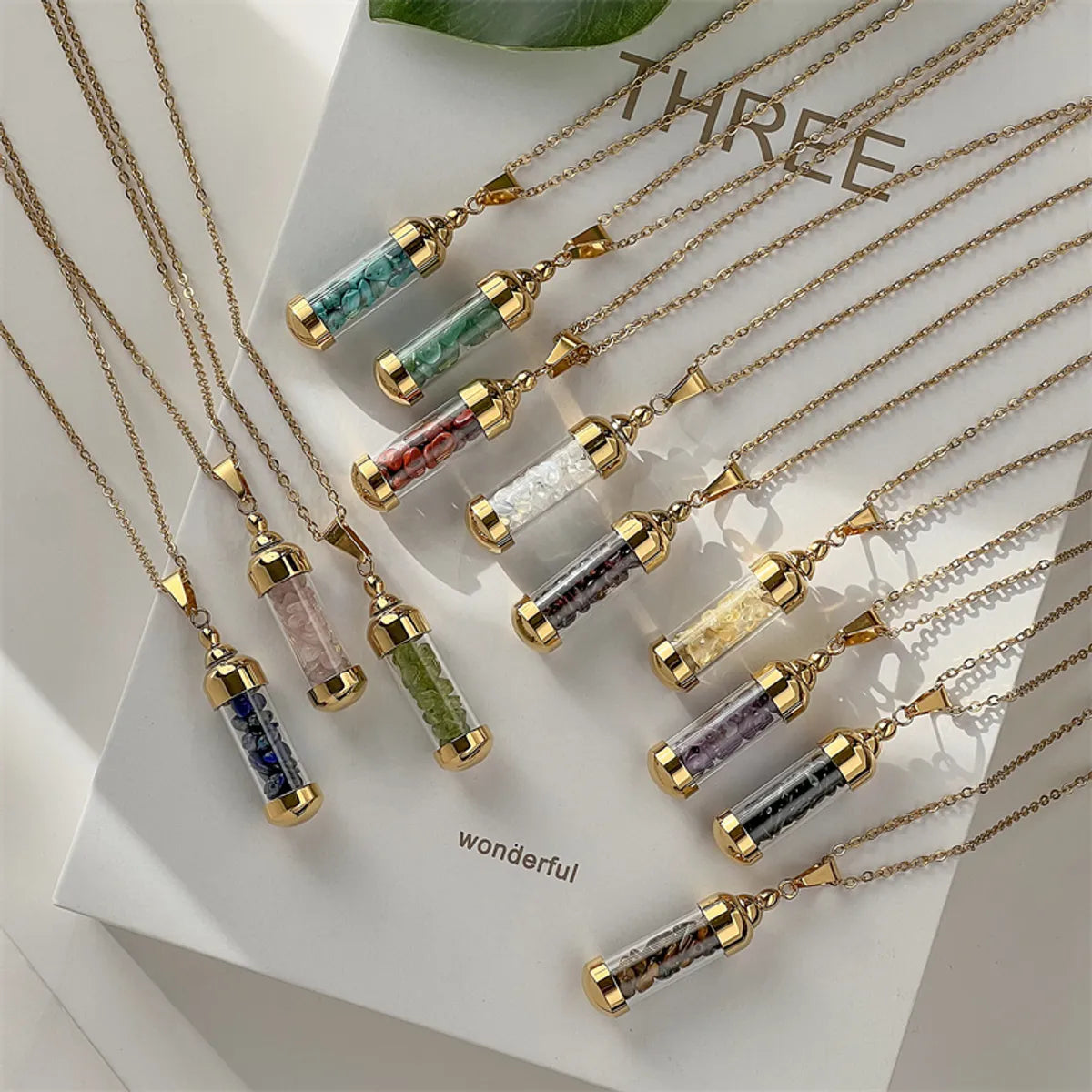 Necklaces Feel Rating-Elegant Streetwear Geometric Stainless Steel Gravel Plating 18k Gold Plated Pendant Necklace