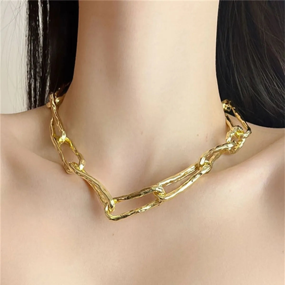 Necklaces For Gold Lovers-Hip-Hop Solid Color Alloy Unisex Choker