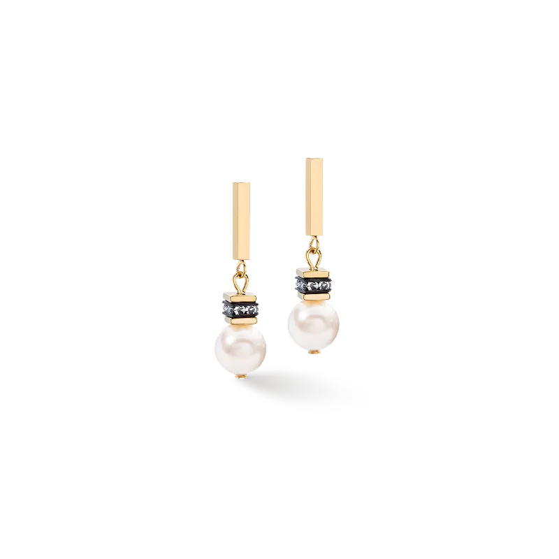 Earrings For Subtle Charm-GeoCUBE® Iconic Pearl Mix earrings gold-white