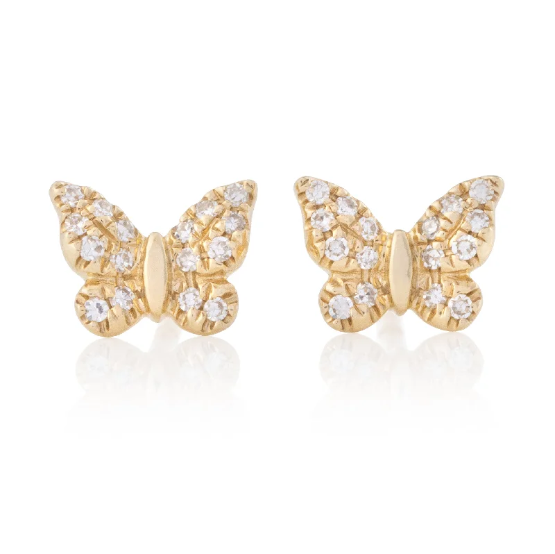 Earrings Maker Reviews-Petite Pave Butterfly Studs