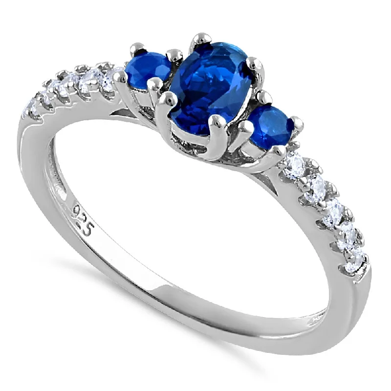 Rings Life Guide-Sterling Silver Enchanted Oval Blue CZ Ring