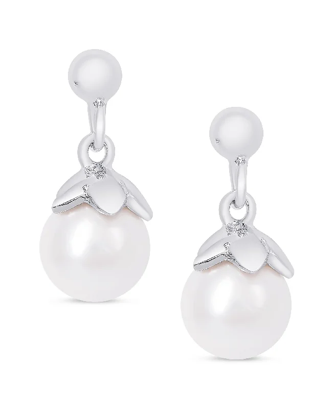 Earrings Load Tips-Freshwater Pearl Dangle Earrings in Sterling Silver