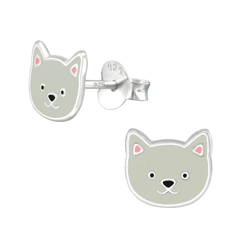 Earrings Shine Maintenance-Puppy Stud Earrings in Sterling Silver