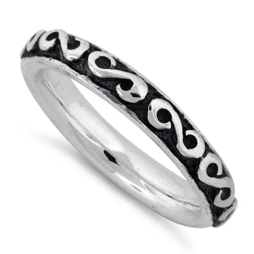 Rings For Bold Necklaces-Sterling Silver Infinity Stackable Ring