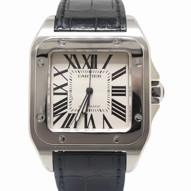 Watches For Minimalist Taste-Cartier Santos 100 41.3mm Silver Dial Ref# W20073X8