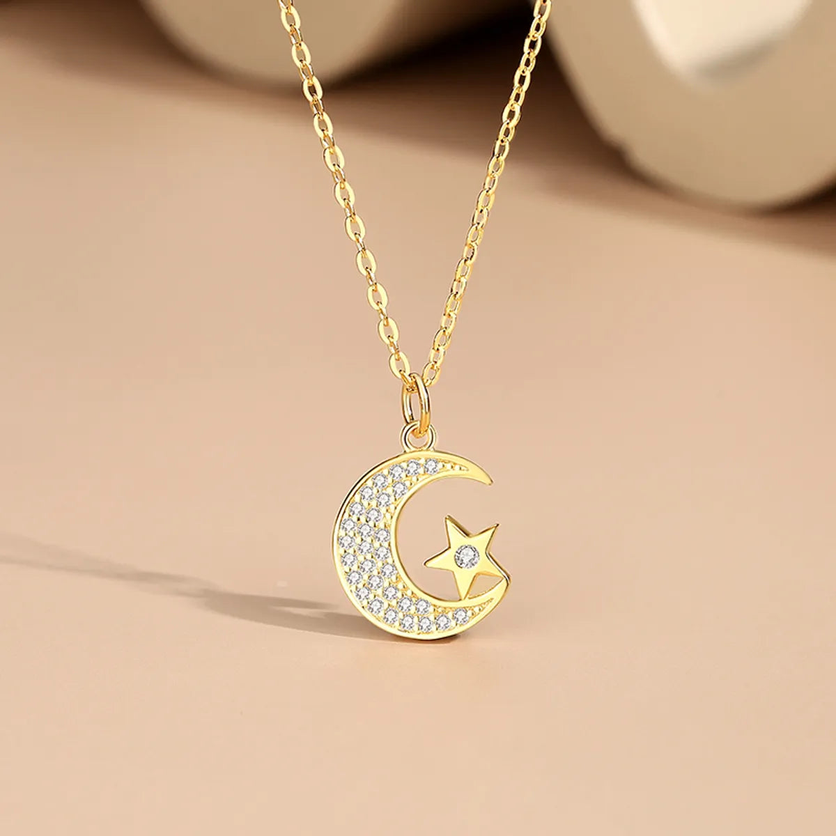 Necklaces For Spring Days-Simple Style Star Sterling Silver Plating Inlay Zircon Pendant Necklace