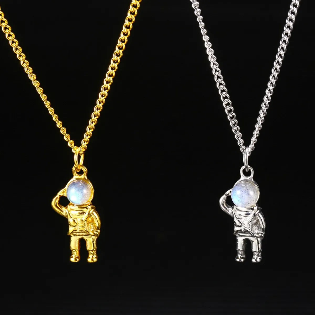 Necklaces Warranty Info-Hip-Hop Astronaut 304 Stainless Steel Plating 18K Gold Plated Men'S Pendant Necklace