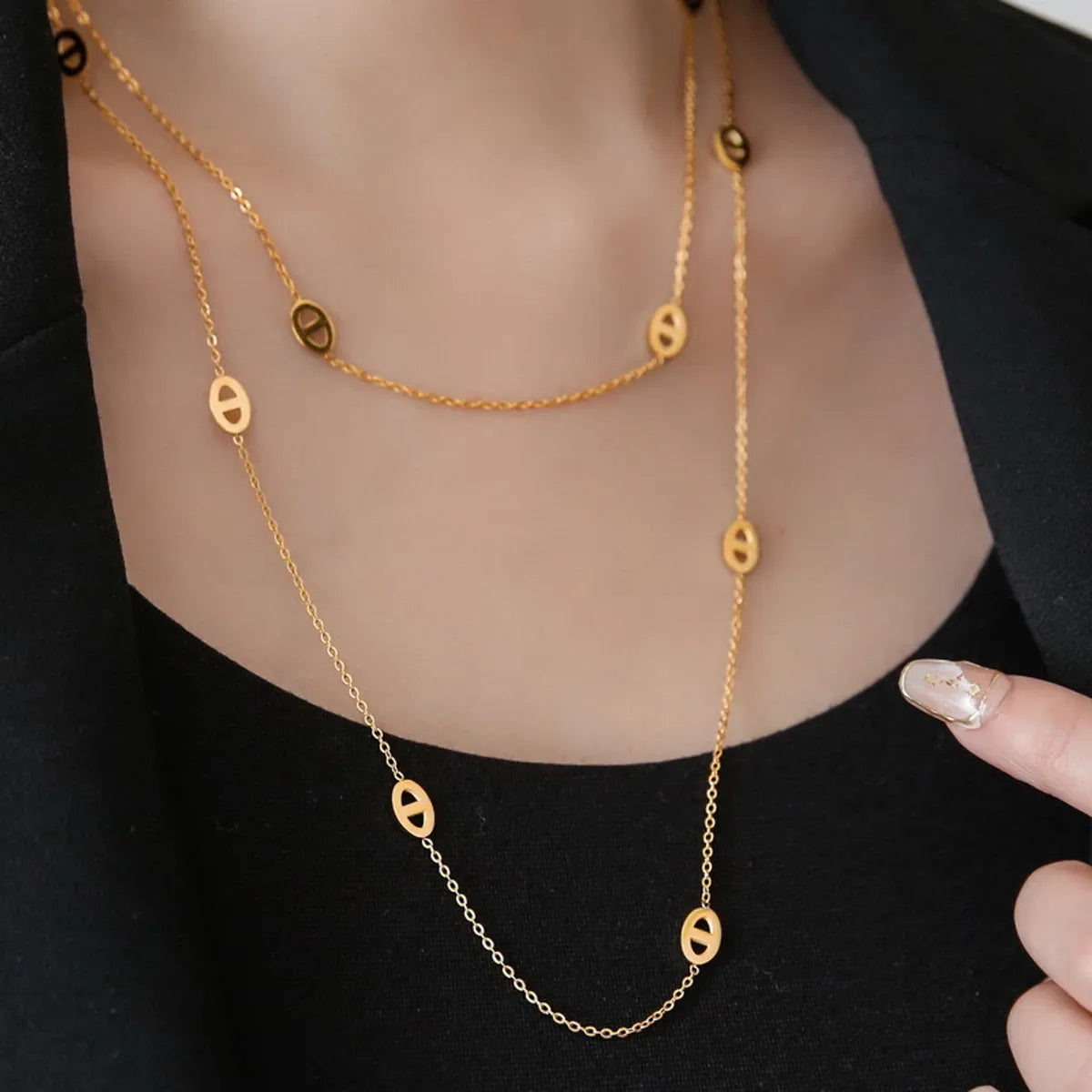 Necklaces Material Choices-Fashion Animal Titanium Steel Plating 18k Gold Plated Sweater Chain