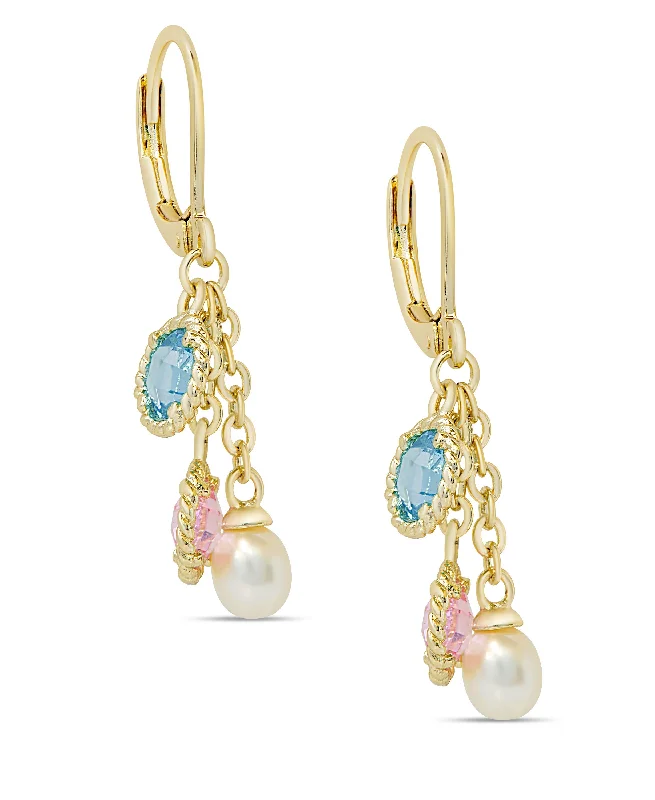 Earrings With Cool Shapes-CZ & Pearl Charms Earrings