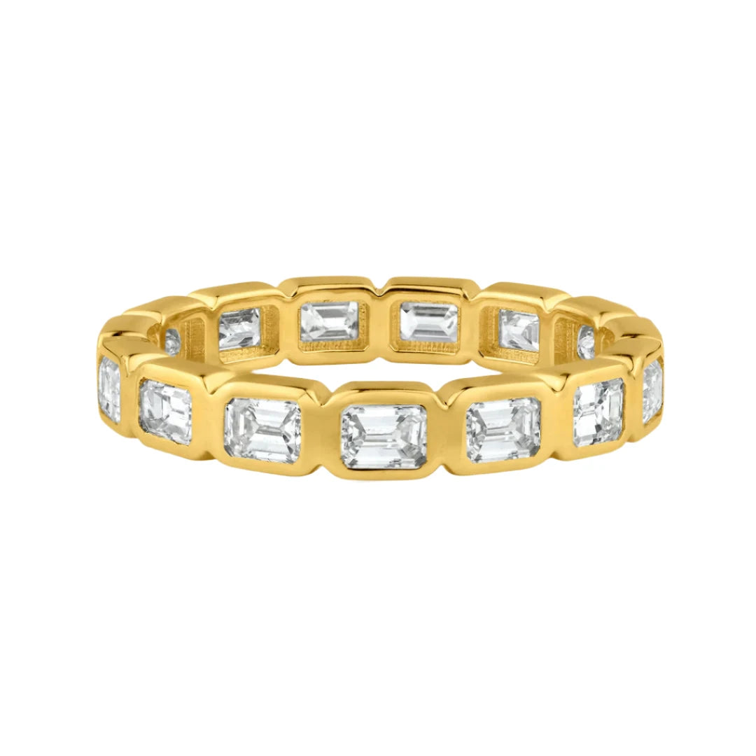 Eco-Made Rings-Diamond Emerald Cut Bezel Set Eternity Band Ring