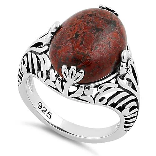 Rings Fit Guide-Sterling Silver Red Poppy Jasper Gemstone Ring