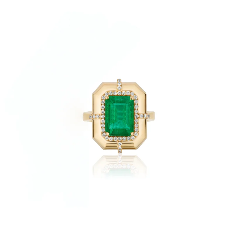 Rings For Epic Looks-Elegant Emerald Cut Emerald & Diamond Ring