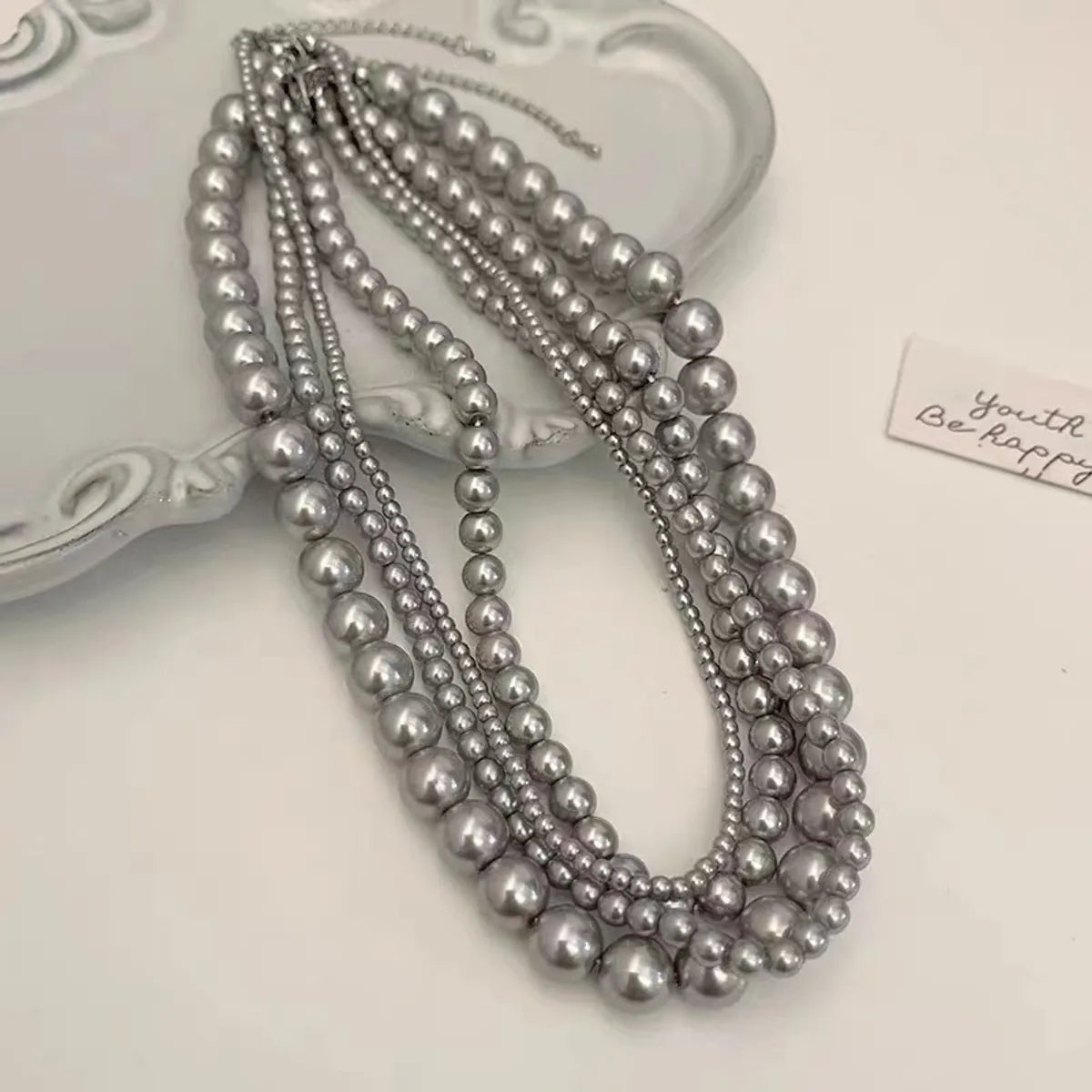 Necklaces For Mix And Match-Elegant Simple Style Round Imitation Pearl Alloy Beaded Plating Women's Necklace