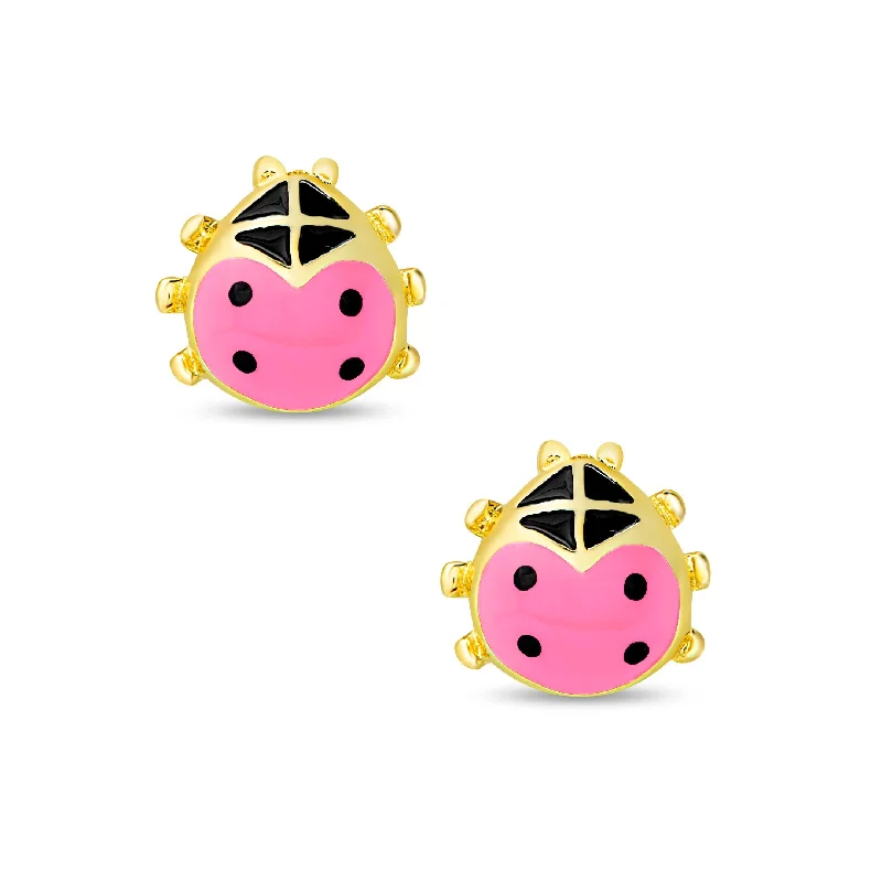 Earrings Life Guide-Ladybug Stud Earrings - Pink