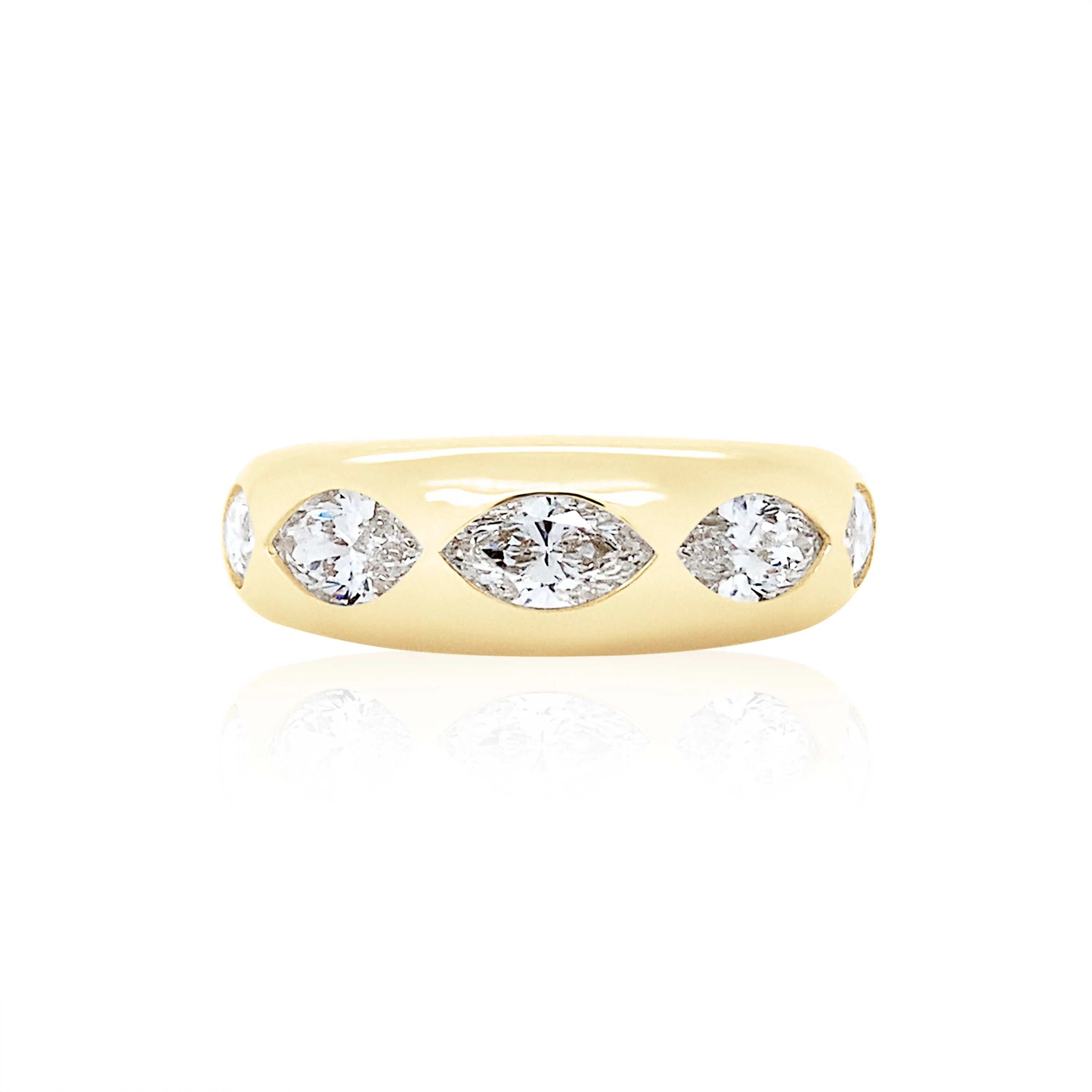 Rings For Long Wear-Five Stone Diamond Marquise Classic Ring