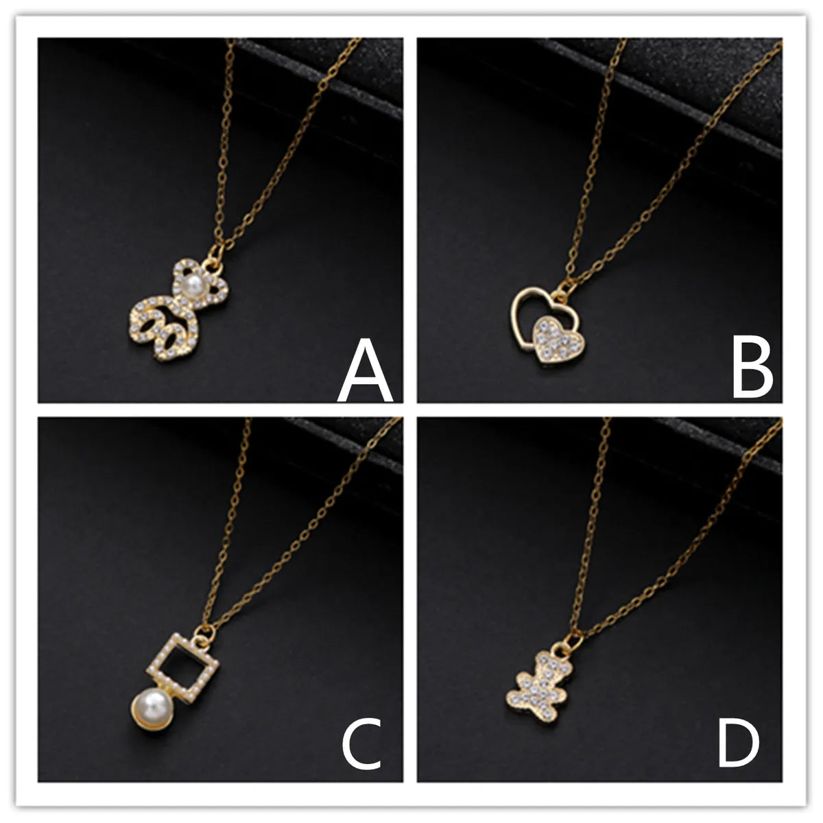 Eco-Made Necklaces-Simple Style Classic Style Bear Heart Shape Zinc Alloy Inlay Zircon Women's Pendant Necklace