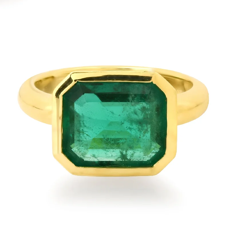 Rings Upkeep Tips-Bold Bezel Set Emerald Ring