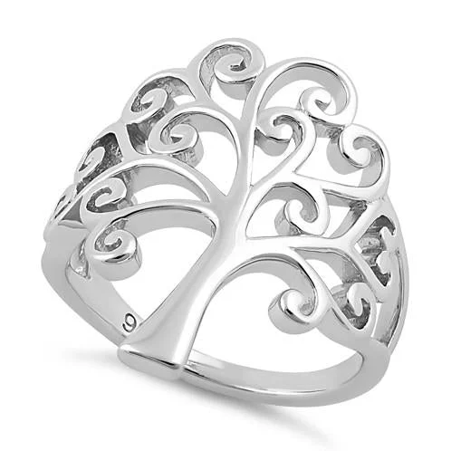 Rings For Tall Styles-Sterling Silver Tree of Life Ring