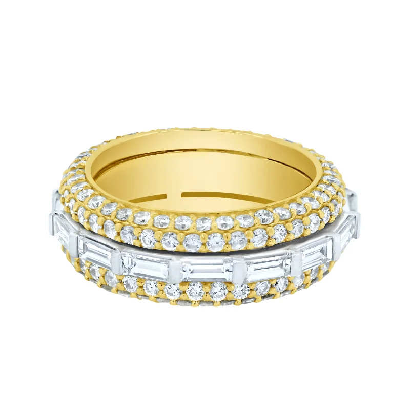 Rings With Secure Settings-Baguette Diamond Spinner Stacking Ring